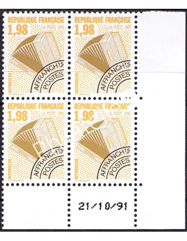 Coin daté sur timbre préoblitéré n° 214, collection timbres France