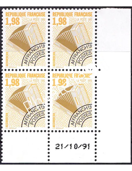 Coin daté sur timbre préoblitéré n° 214, collection timbres France