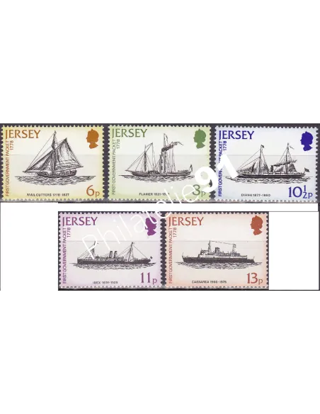JERSEY - n°   181 à 185 - BATEAUX-POSTE