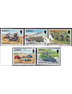 Timbres de JERSEY n° 217 à 221 - AUTOS - MOTOS