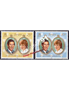 Timbres de Jersey n° 256 - 257 - Prince Charles et Lady Diana Spencer