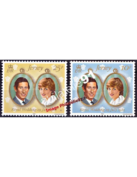 Timbres de Jersey n° 256 - 257 - Prince Charles et Lady Diana Spencer