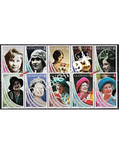 GUERNESEY - n°  802 à 811 ** - Reine-Mère Elizabeth