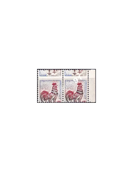 Variété sur timbres n° 1331f, paire avec BDF, timbres de France