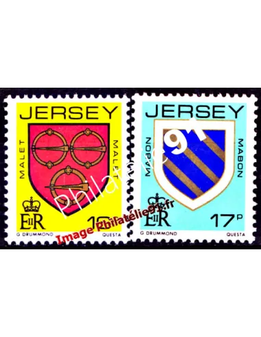 JERSEY - n°   364 - 365 - Blasons des familles de Jersey (IV)