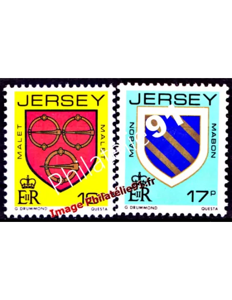 JERSEY - n°   364 - 365 - Blasons des familles de Jersey (IV)