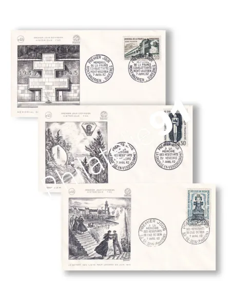 n° 1335 à 1337 oblitérés sur enveloppes 1er Jour, lettres France