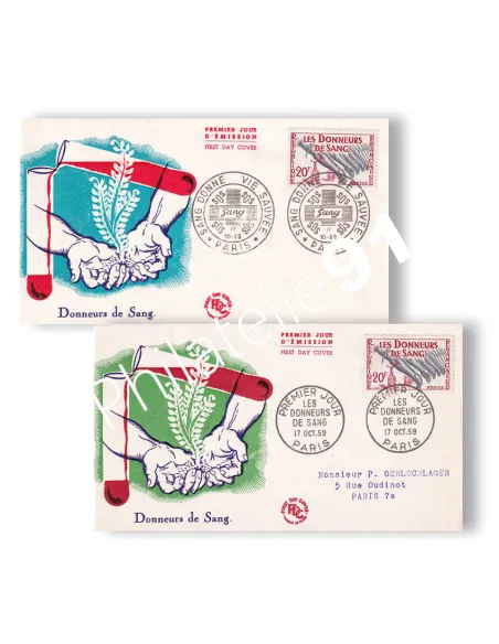 Lot d'enveloppes 1er Jour, oblitérations différentes, lettres France