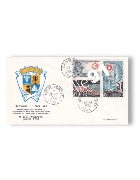 TAAF, n° 20, 21, PA n° 7 sur enveloppe commémorative, lettres Dom-Tom
