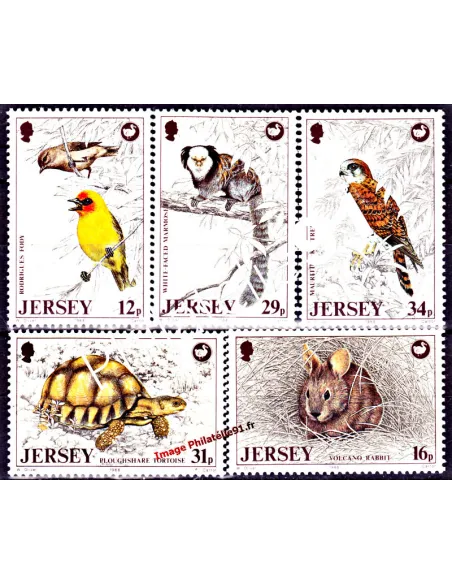JERSEY - n°  436 à 440 - Protection de la vie sauvage (V) - Collection timbres Europe