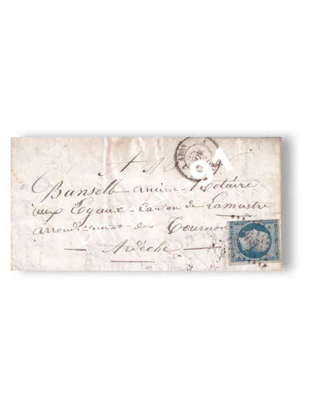 Timbres n° 10 non dentelé sur lettre, lettre France
