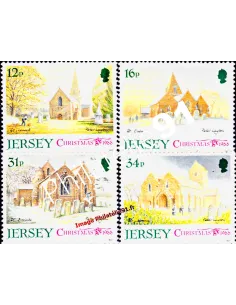 JERSEY n° 447 à 450 - Noël - Eglises paroissiales (I) - Collection timbres Europe, timbres à thèmes