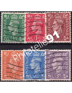 Grande-Bretagne, n° 209A à 214A oblitérés, collection timbres Europe