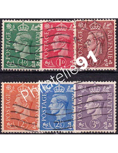 Grande-Bretagne, n° 209A à 214A oblitérés, collection timbres Europe
