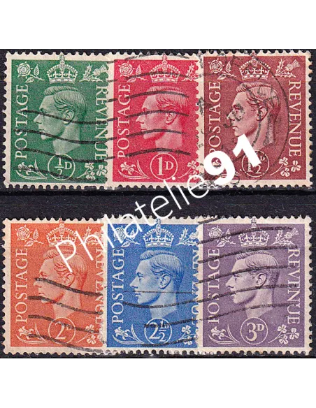Grande-Bretagne, n° 209A à 214A oblitérés, collection timbres Europe