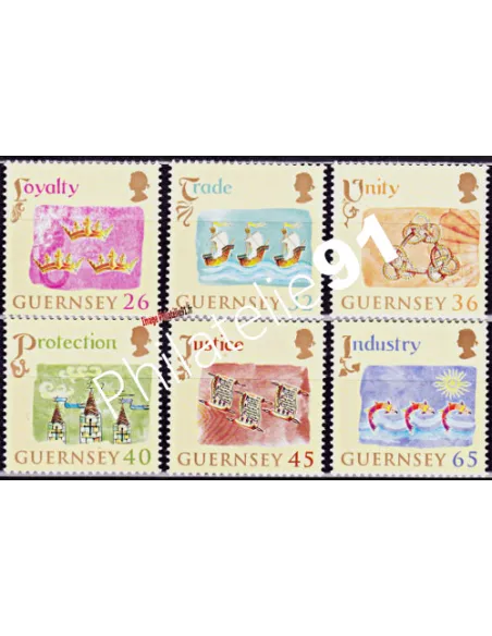GUERNESEY - n°1022 à 1027 - COURONNE BRITANIQUE