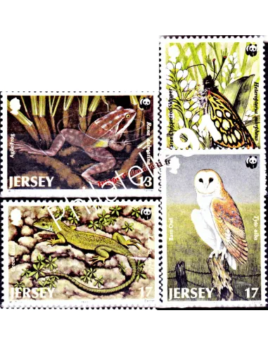 JERSEY n° 470 à 473 Faune rare Jersey W.W.F. Collection timbres Europe