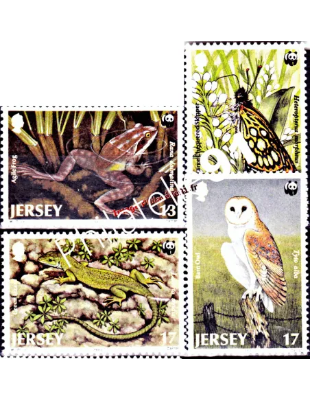 JERSEY n° 470 à 473 Faune rare Jersey W.W.F. Collection timbres Europe