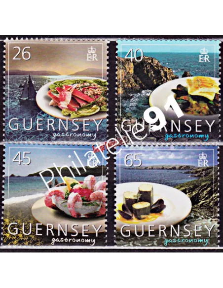 GUERNESEY - n°1056 à 1059- EUROPA 2005 - la gastronomie