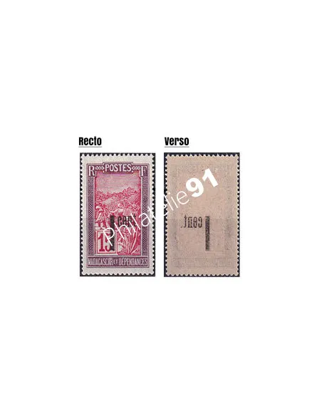 Madagascar, n° 125b neuf, surcharge recto-verso, timbres colonies