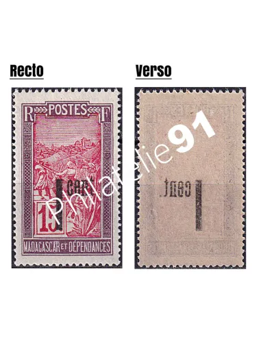 Madagascar, n° 125b neuf, surcharge recto-verso, timbres colonies
