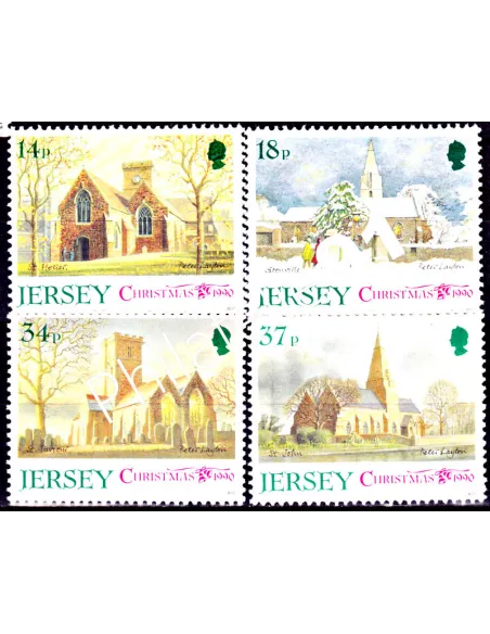 JERSEY - n°  523 à 526 - Noël - Eglises paroissiales (II)