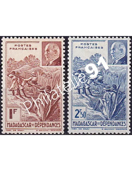 Madagascar, n° 229 à 230 charnière, timbres colonies Françaises