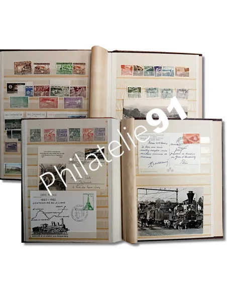 Collection de timbres thématiques trains, lot tous pays