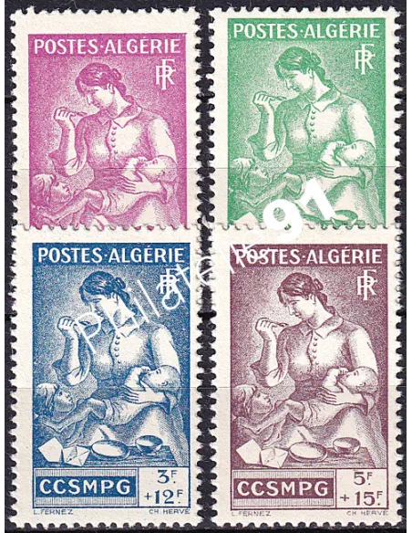 Algérie, n° 205 à 208 oblitérés, Timbres colonies francaises