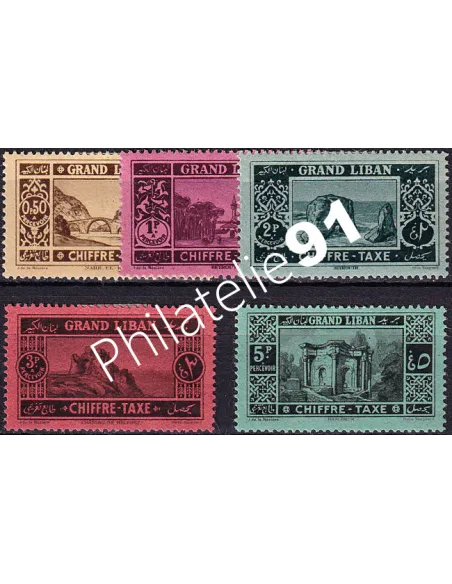 GRAND LIBAN, Taxe n° 11 à 15 charnière, collection timbres Colonies