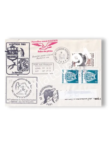 TAAF, n° 280 et 323 oblitérés sur enveloppe, Lettres Dom-Tom
