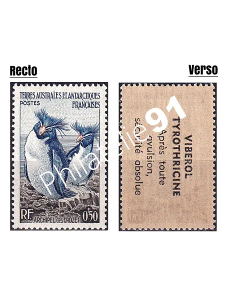 TAAF, variété sur timbre n° 2, collection timbres Dom-Tom