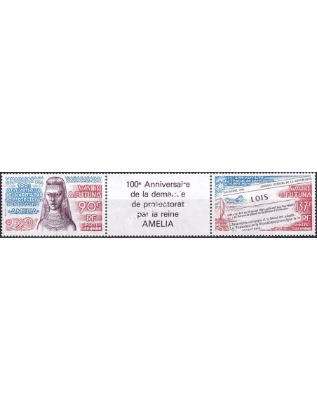 WALLIS ET FUTUNA, PA n° 152A, Paire avec vignette, timbres Dom-Tom