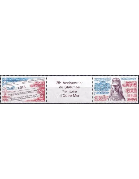 WALLIS ET FUTUNA, PA n° 152A, Paire avec vignette, timbres Dom-Tom