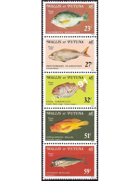 WALLIS ET FUTUNA, n° 259 à 263 neufs, en bande, timbres Dom-Tom