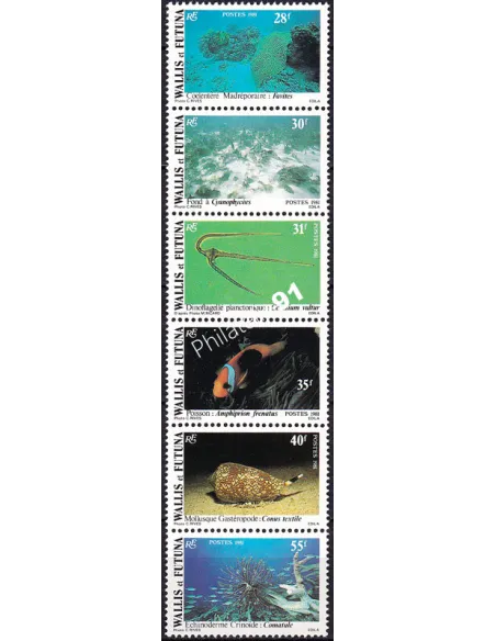 WALLIS ET FUTUNA, n° 267 à 272 neufs, en bande, timbres Dom-Tom