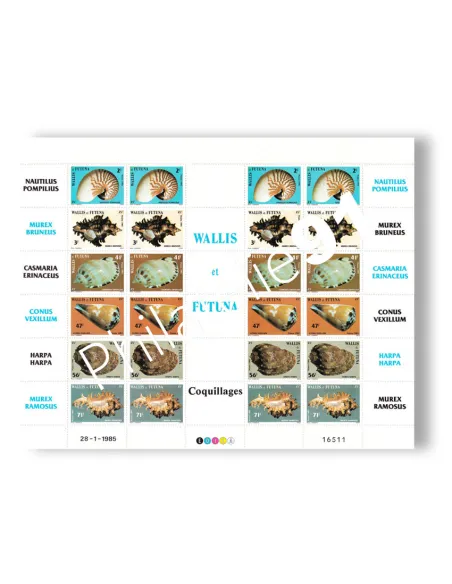 Wallis & Futuna, feuille de timbres n° 323 à 328, timbres Dom-Tom
