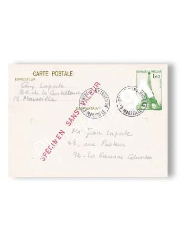 France, Entier Postal n° 429-CP1 oblitéré, Spécimen, entiers de France