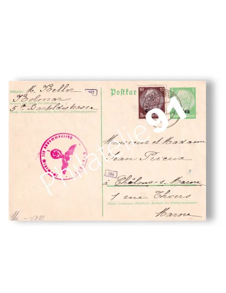 France, Entier oblitéré d'Alsace annexée, collection Entiers de France