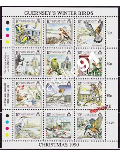 GUERNESEY - BF n° 12 ** - Noël - Oiseaux de l'hiver et paysages de neige