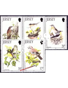 timbres de JERSEY n° 624 à 628 - Faune. Oiseaux de l'été