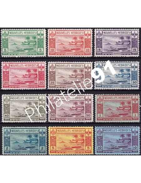 Nouvelles-Hébrides n° 100 à 111 charnière, timbres colonies Francaises