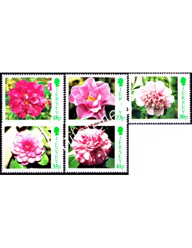 Timbres de JERSEY n° 682 à 686 - Flore - Camélias