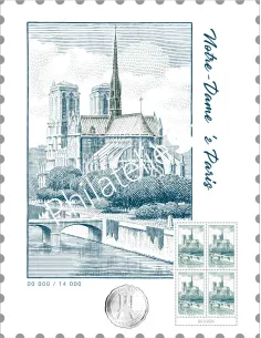 Affiche Notre Dame de Paris, salon d'automne 2024, timbres de France