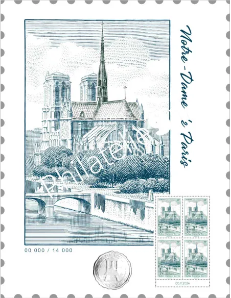 Affiche Notre Dame de Paris, salon d'automne 2024, timbres de France