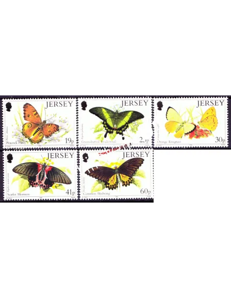 Timbres de JERSEY n° 706 à 710 - Faune - Papillons