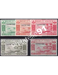 Nouvelles-Hébrides, Taxe n° 11 à 15 charnière, colonies francaises