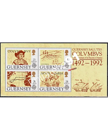 Bloc de timbres de GUERNESEY n° 15 - EUROPA 1992 - Christophe Colomb