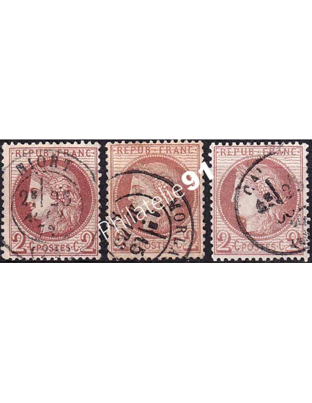 Timbres Classiques n° 51 oblitérés, 3 nuances, timbres France
