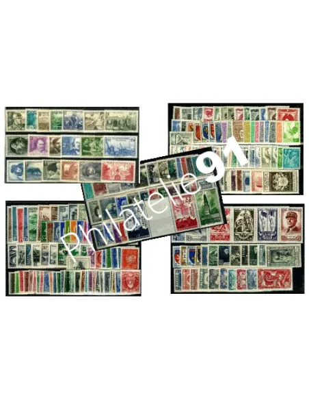 Année complète 1940 à 1944, France Neuve charnière, collection timbres France
